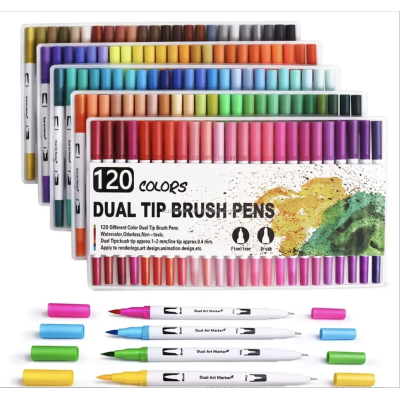 120 Dual Brush Pens - White...